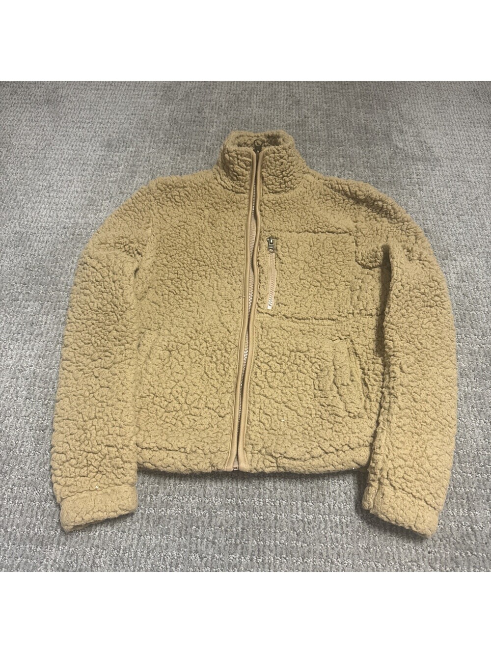 Garage Jacket Tan Fleece Long Sleeve Full Zip Women’s Size XS